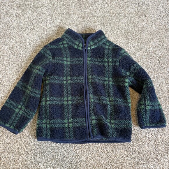 Toddler Fleece Zip Up Sweater Jacket Blue 3T plaid Pl Kids - Picture 2 of 10